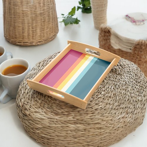 Pink and Blue Shades Stripe Serving Tray