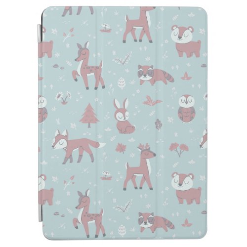 Pink and Blue Sleepy Woodland Critters iPad Air Cover