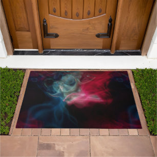 pink and blue smoke abstract doormat