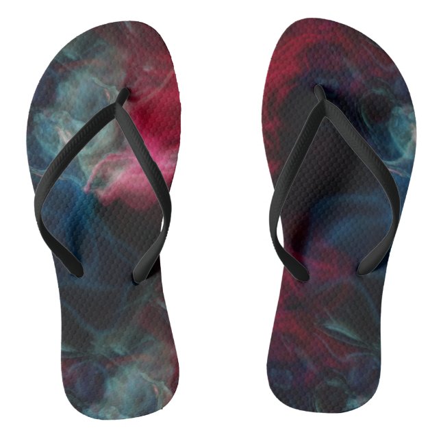 pink and blue smoke abstract flip flops (Footbed)