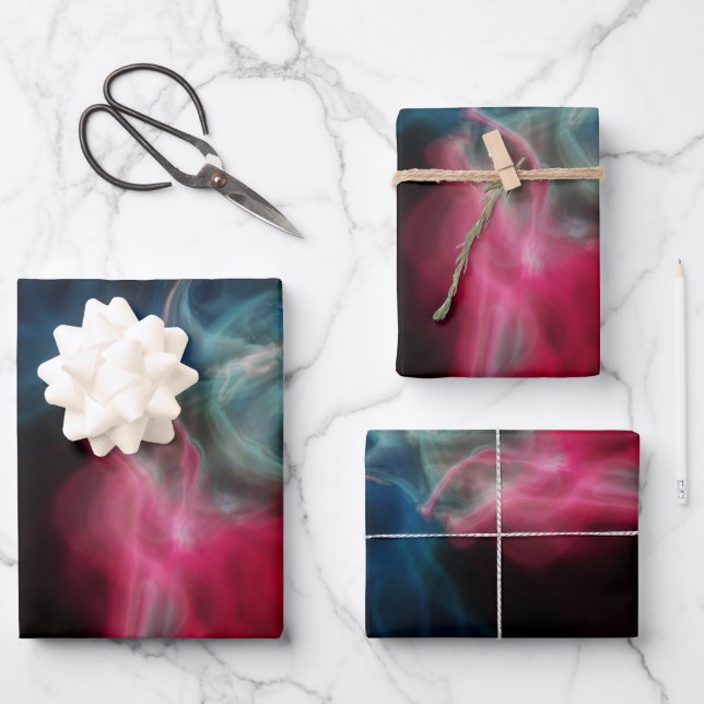 pink and blue smoke abstract wrapping paper sheets (Front)