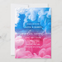 Pink and Blue Smoke Baby Gender Reveal Invitation