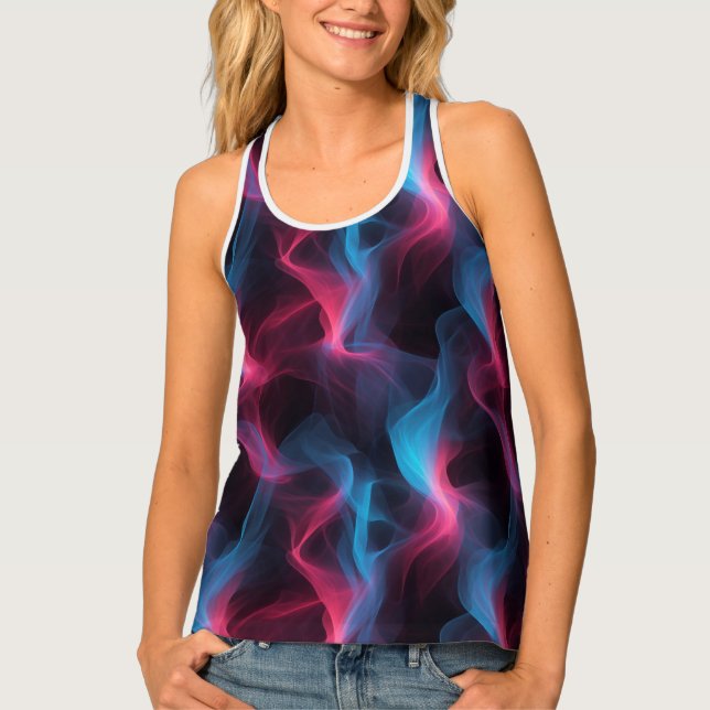 Pink and blue smoke design tank top (Front)