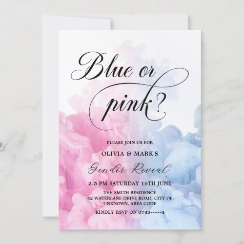 Pink and Blue Smoke Gender Reveal Invitation