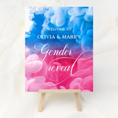 Pink and Blue Smoke Gender Reveal Welcome Sign