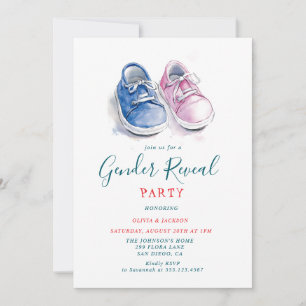 Pink and Blue sneakers Gender Reveal Party  Invitation