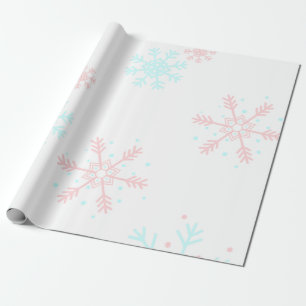 pink and blue snowflake christmas wrapping paper