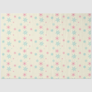 Pink And Blue Snowflake Pattern Christmas Wintery Tissue Paper