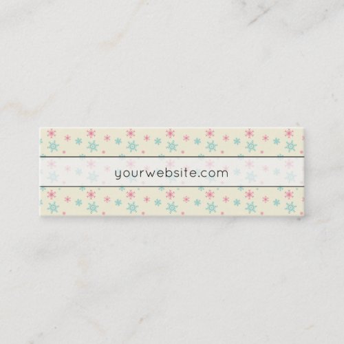 Pink And Blue Snowflake Pattern Festive Wintery Mini Business Card