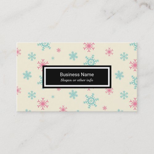 Pink And Blue Snowflake Pattern Wintery Business Card