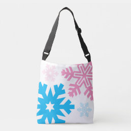 Pink And Blue Snowflakes elegant Crossbody Bag