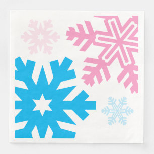 Pink And Blue Snowflakes elegant Paper Dinner Napkins