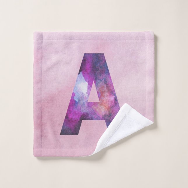 Pink and Blue Space Galaxy Letter A Wash Cloth (Wash Cloth)