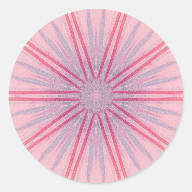 Pink and Blue Spokes Kaleidoscope Stickers (Front)