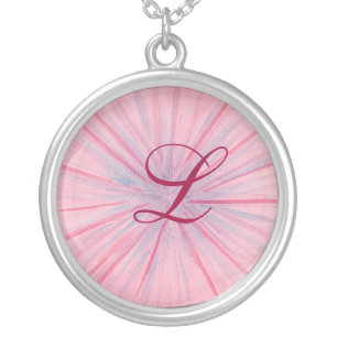 Pink and Blue Spokes Monogram Necklace