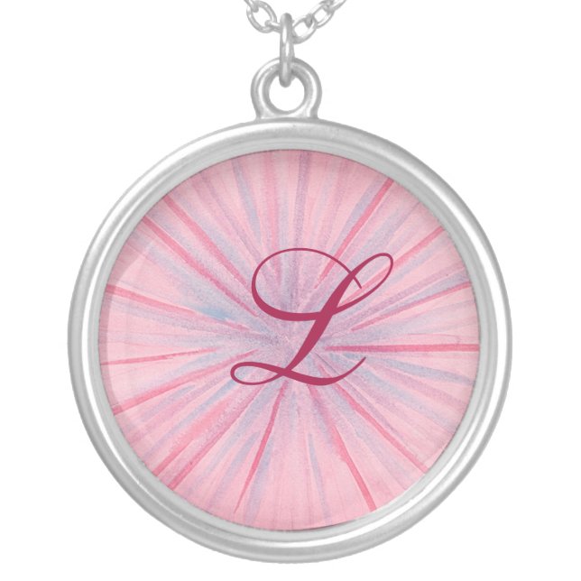 Pink and Blue Spokes Monogram Necklace (Front)