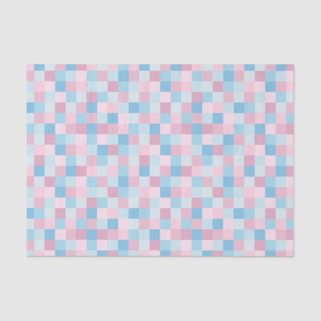Pink and Blue Squares Tissue Paper (Front)