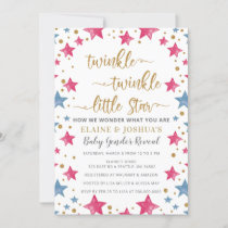 Pink and Blue Stars Gender Reveal Baby Shower  Invitation