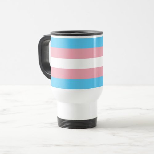 Pink and Blue Striped Travel Mug