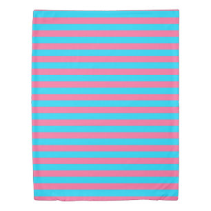 Pink and Blue Stripes Design Duvet Cover