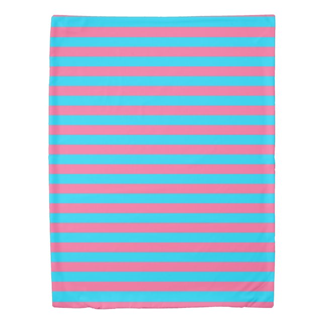 Pink and Blue Stripes Design Duvet Cover (Front)