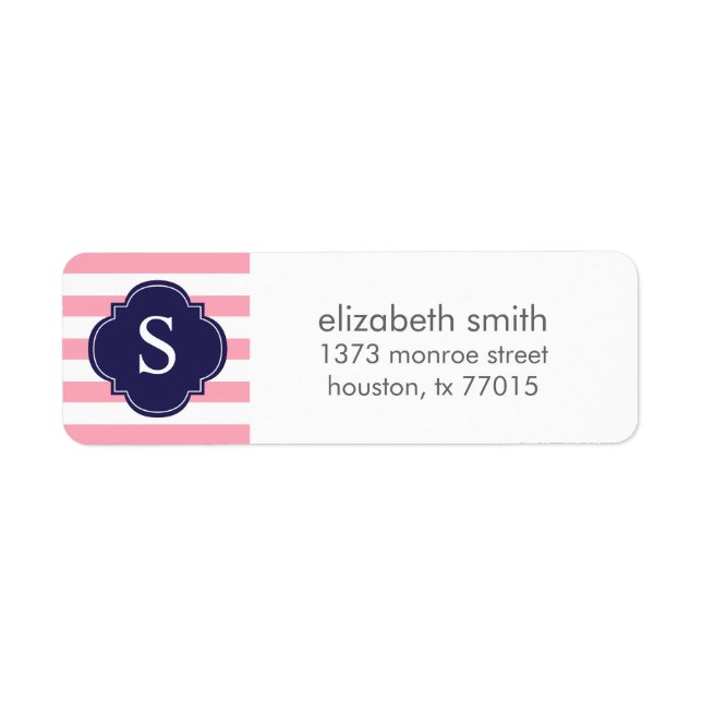 Pink and Blue Stripes Monogram Label (Front)