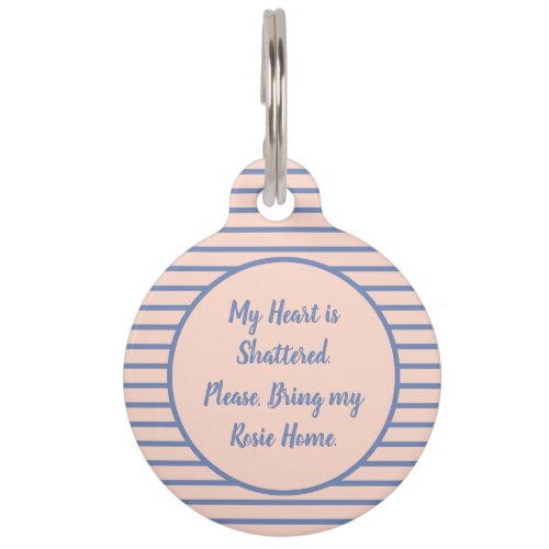 Pink and Blue Stripes Personalized Pet ID Tag