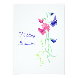 Sweet Pea Wedding Invitations Zazzle Pink And Blue Sweet Peas Wedding Invitation