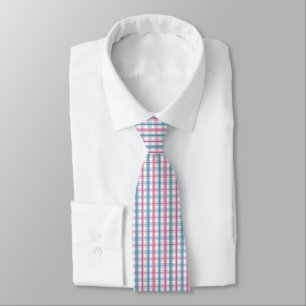 Pink And Blue Tartan Christmas Neck Tie