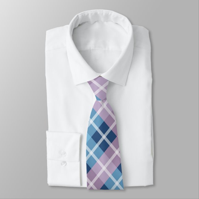 Pink And Blue Tartan Christmas  Neck Tie (Tied)