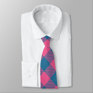 Pink And Blue Tartan Christmas Neck Tie