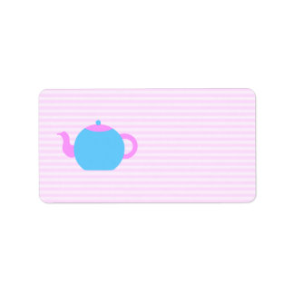 Pink and Blue Teapot Picture. Label