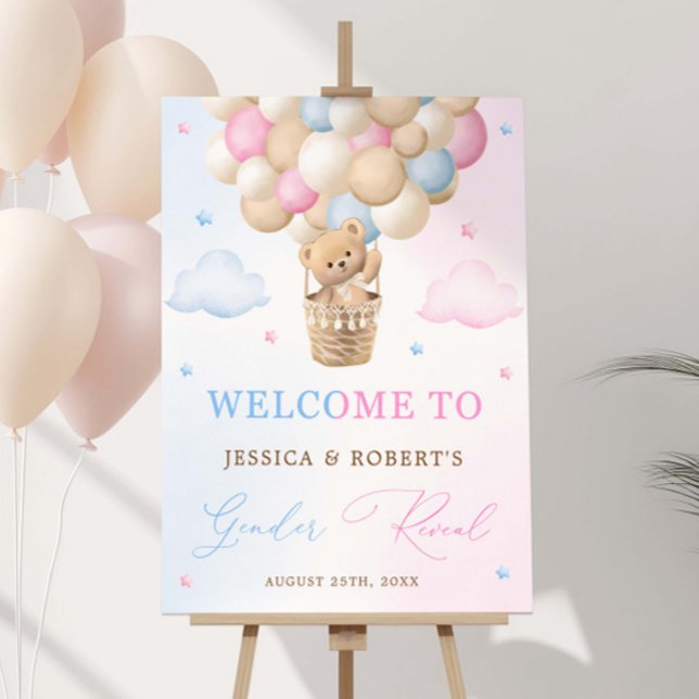 Pink and Blue Teddy Bear Gender Reveal Foam Board (Creator Uploaded)