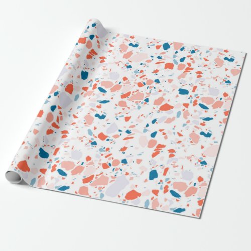 Pink and blue terrazzo hand made wrapping paper