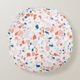 Pink and blue terrazzo pattern round pillow