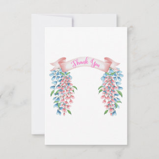 Pink And Blue Thank You Wisteria  Card