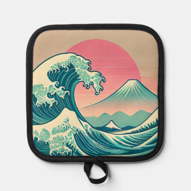 Pink and Blue The Wave Pot Holder (Front)