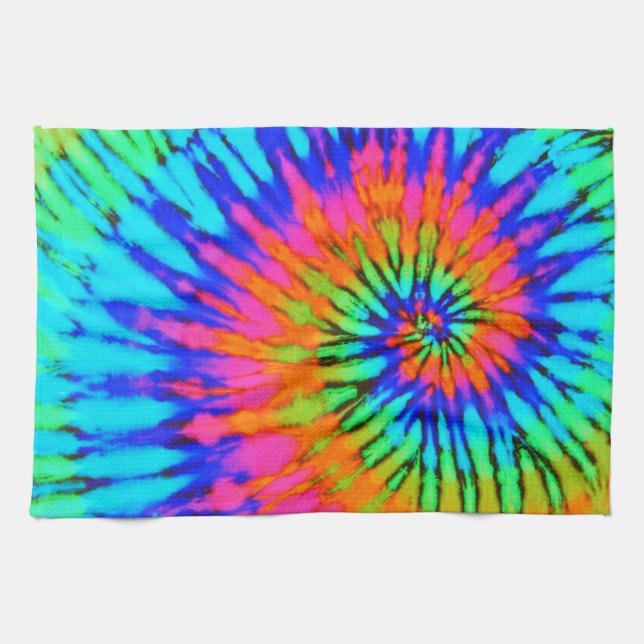 Pink and Blue Tie Dye Kitchen Towel (Horizontal)