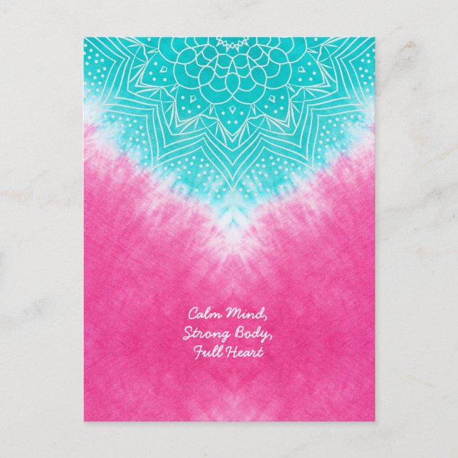 Pink and Blue Tie dye with Mandala Sway in Style Postcard (Front)