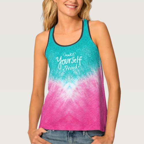 Pink and Blue Tie dye with Mandala Sway in Style Tank Top