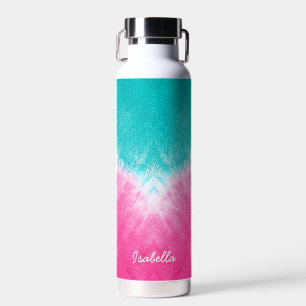 Pink and Blue Tie dye with Mandala Sway in Style Water Bottle