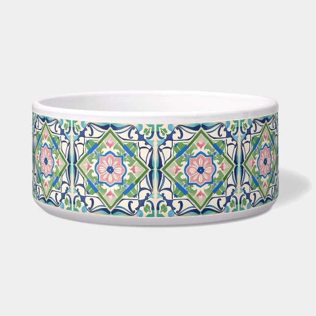 Pink and Blue Tile Bowl (Front)