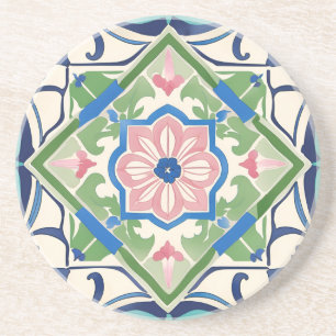 Pink and Blue Tile Coaster