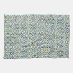 Pink and Blue Tile Pattern Kitchen Towel