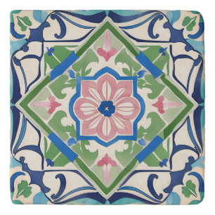 Pink and Blue Tile Trivet