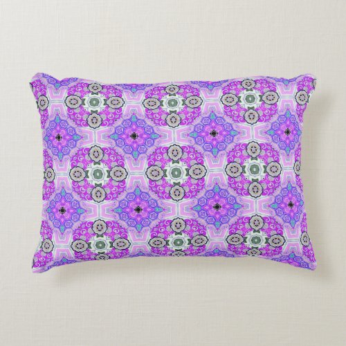 Pink and Blue Tiled Pattern from Japanese Noh Robe Accent Pillow