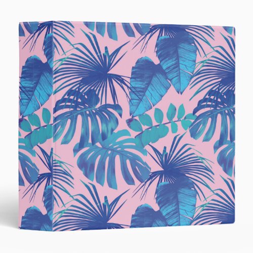 Pink and blue Tropical Foliage personalized 3 Ring Binder