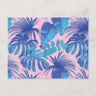 Pink and blue Tropical Foliage personalized Postcard
