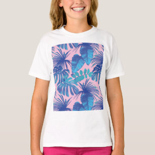 Pink and blue Tropical Foliage personalized T-Shirt