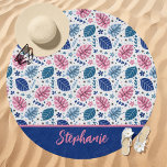 Pink and Blue Tropical Monstera Leaf Custom Name Beach Towel<br><div class="desc">Soak up the sun with this Pink and Blue Tropical Monstera Leaf Custom Name Beach Towel. Featuring a stylish mix of pink and blue monstera leaves, this round towel is perfect for beach days, lounging by the pool, or adding a tropical touch to any summer setup. Personalize it with your...</div>